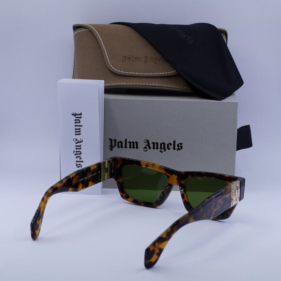 Palm Angels PERI10J MAGNOLIA 6055 Sunglasses Havana Rectangle Frame,Green Lenses - Picture 9 of 9